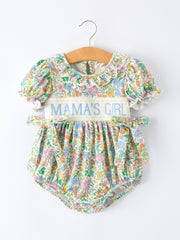 "MAMA'S GIRL" Embroidered Smocked Girls' Romper