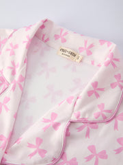 Mommy & Me Pink Bow Print Ruffle Pajama Set