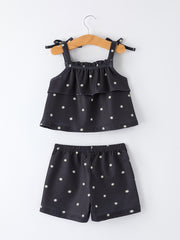 Summer Daisy  Girls Bow Ruffle Set
