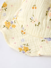 Muslin Floral Smocked Baby Romper with Matching Hat