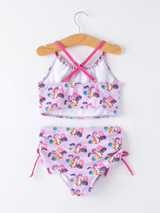 Purple Print Girls Swimsuit
