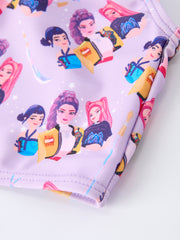 Purple Print Girls Swimsuit