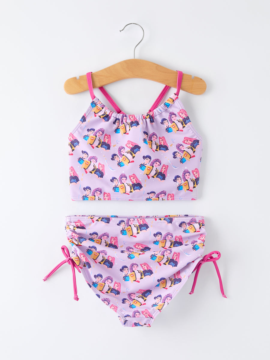 Purple Print Girls Swimsuit