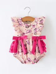Western Baby Girls Bow Ruffle Romper