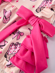 Western Baby Girls Bow Ruffle Romper