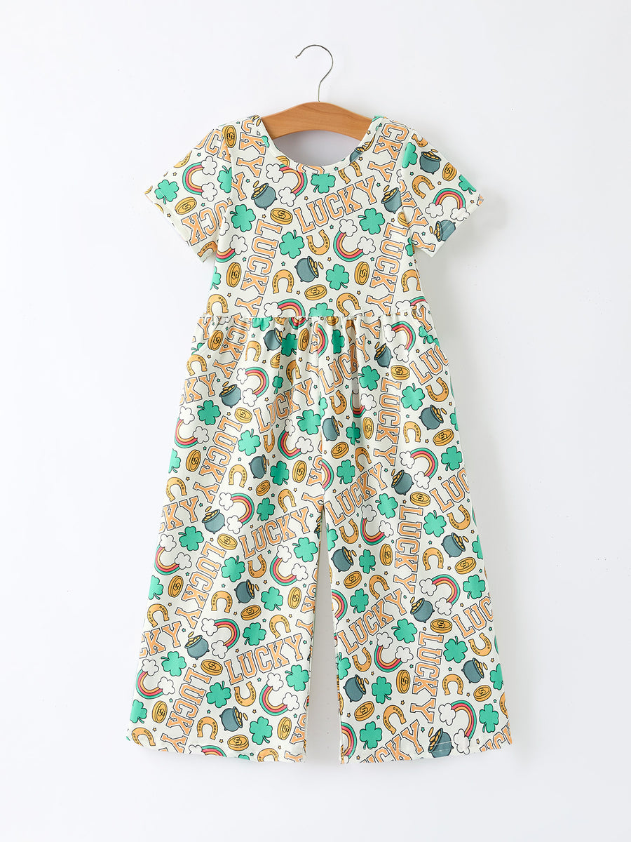 St Patrick's Day Shamrock Girl Jumpsuit