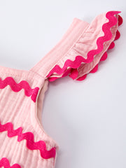 Summer Pink Girls Ruffle Trim Dress
