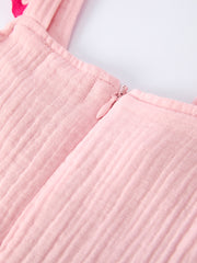 Summer Pink Girls Ruffle Trim Dress