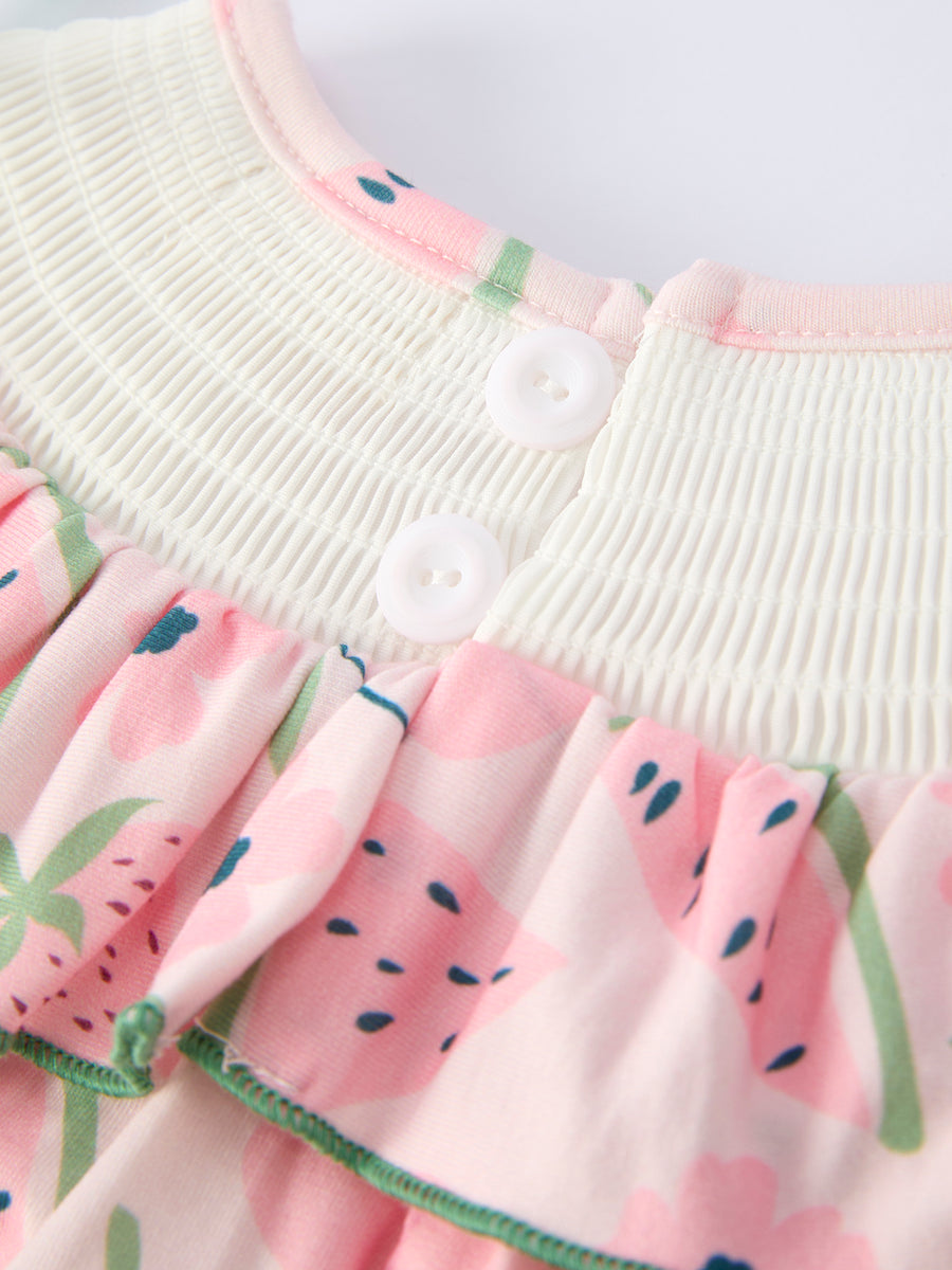Girls Watermelon Embroidered Smocked Dress