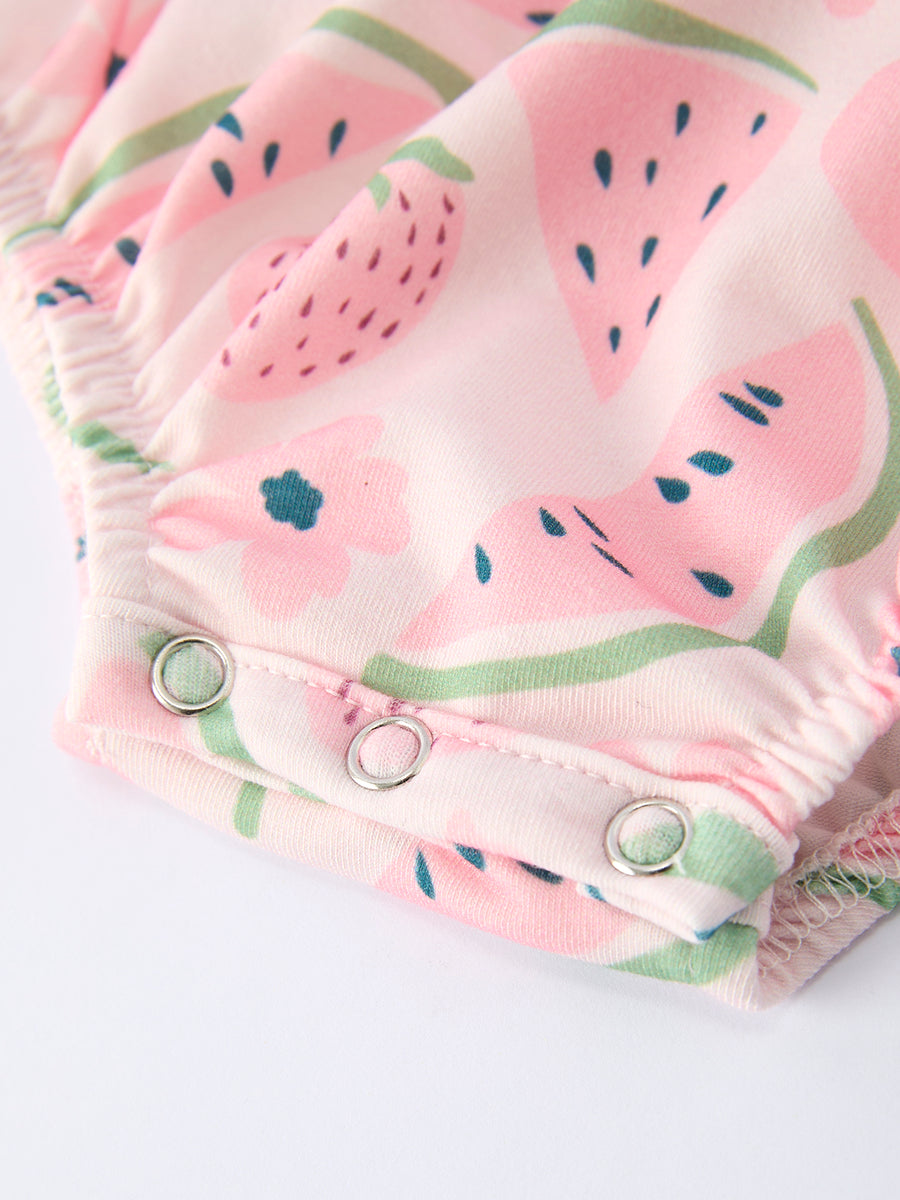 Girls Watermelon Embroidered Smocked Baby Romper