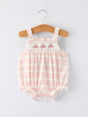 Girls Crab Embroidered Smocked Baby Romper