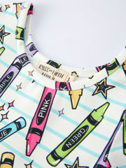 Girl Back To School Pencil Print Dress