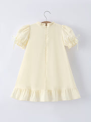Embroidered Lace Girls' Short-sleeved Dress