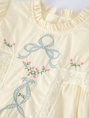 Embroidered Lace Girls' Short-sleeved Dress