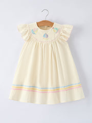 Rainbow Sailboat Embroidered Girls Dress
