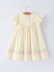 Rainbow Sailboat Embroidered Girls Dress