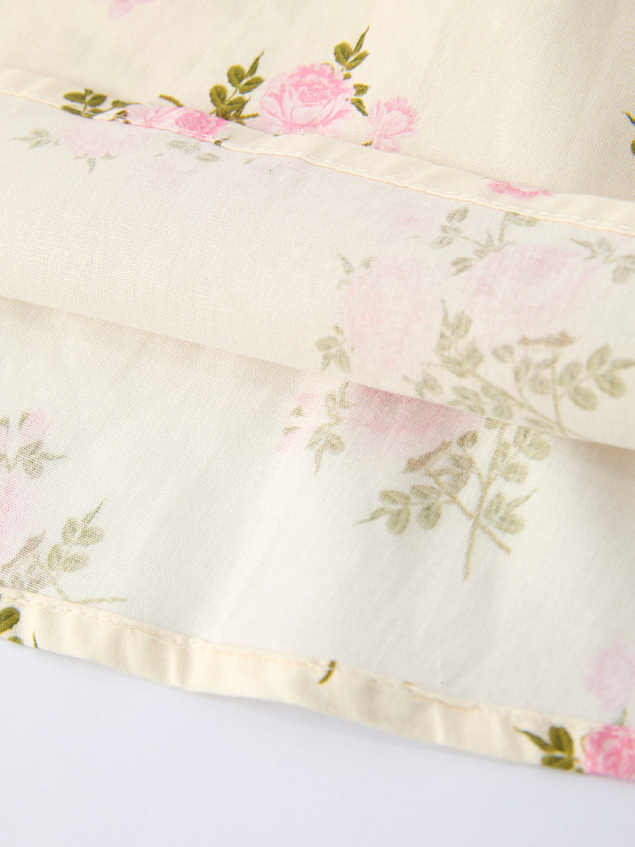 Lace-trimmed Bow Girls' Dress-Pink/Blue