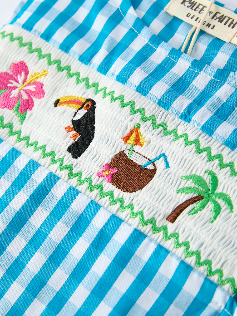 Summer Tropical Embroidered Baby Boys Romper