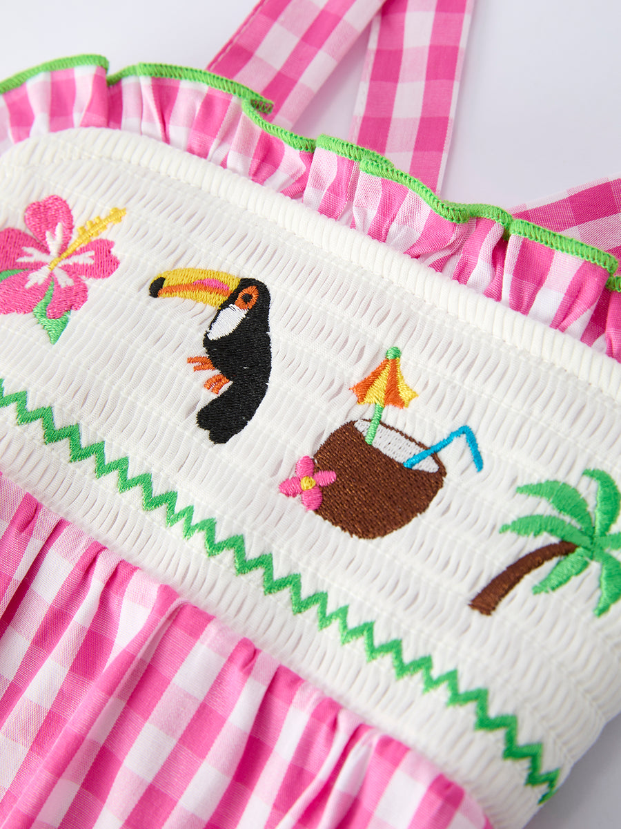 Summer Tropical Embroidery Baby Girls Romper