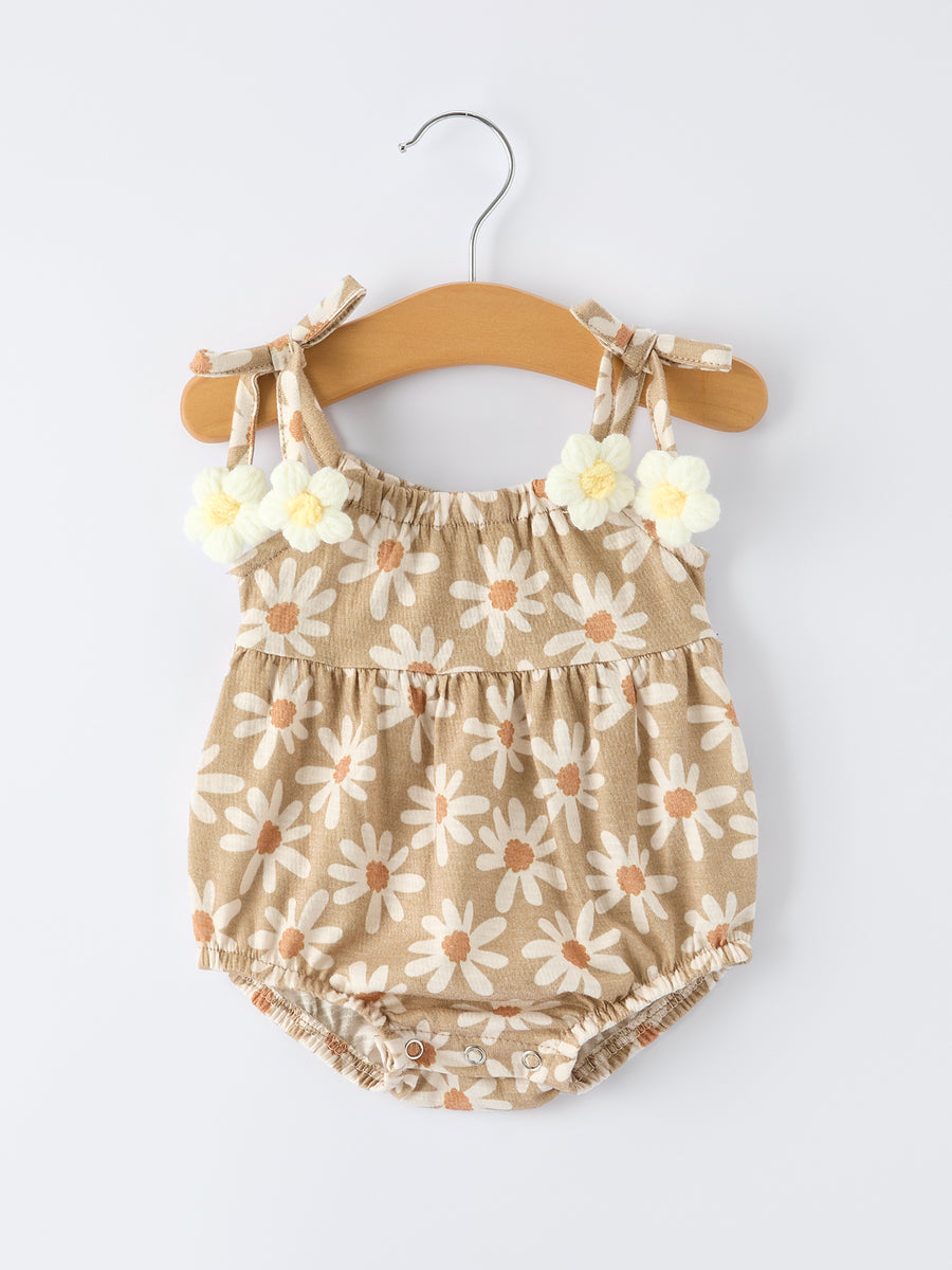 Floral Daisy Baby Girl Spaghetti Strap Romper
