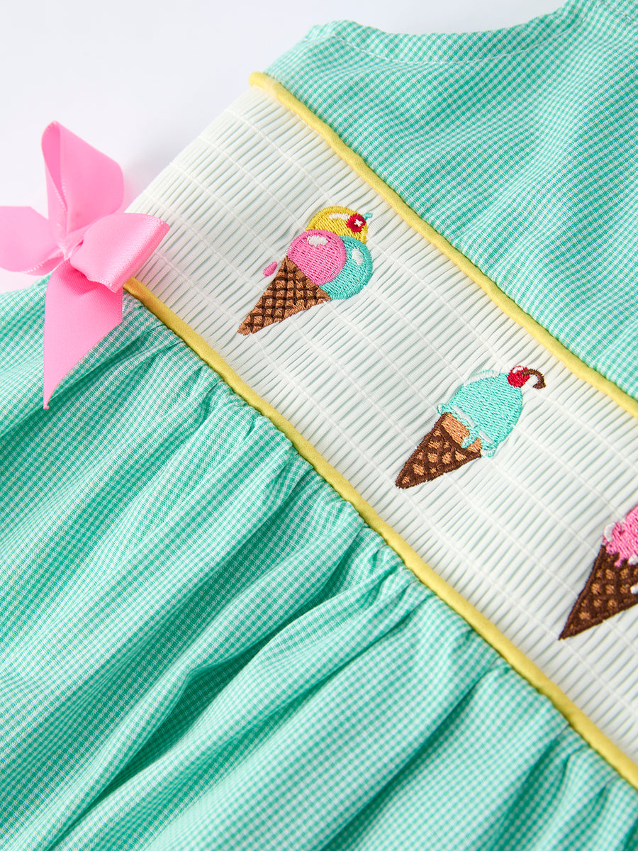 Ice Cream Embroidered Girl Dress