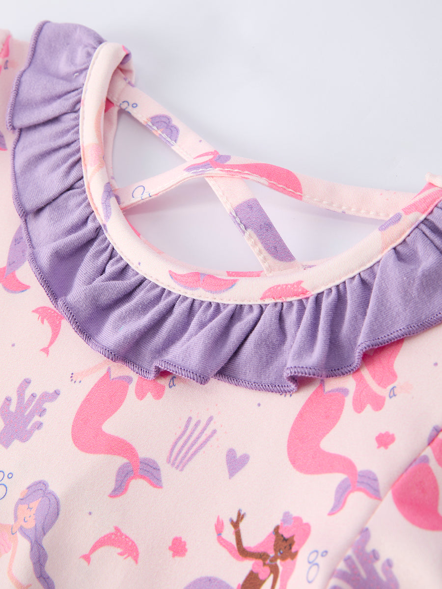 Ocean Fantasy Ruffle Collar Girl Dress