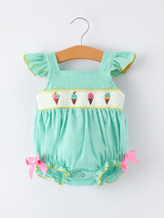 Ice Cream Embroidery Baby Girls Romper