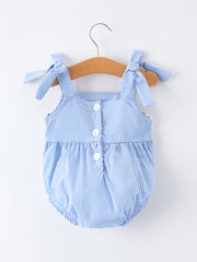 Crab Embroidered Baby Girls Smocked Romper