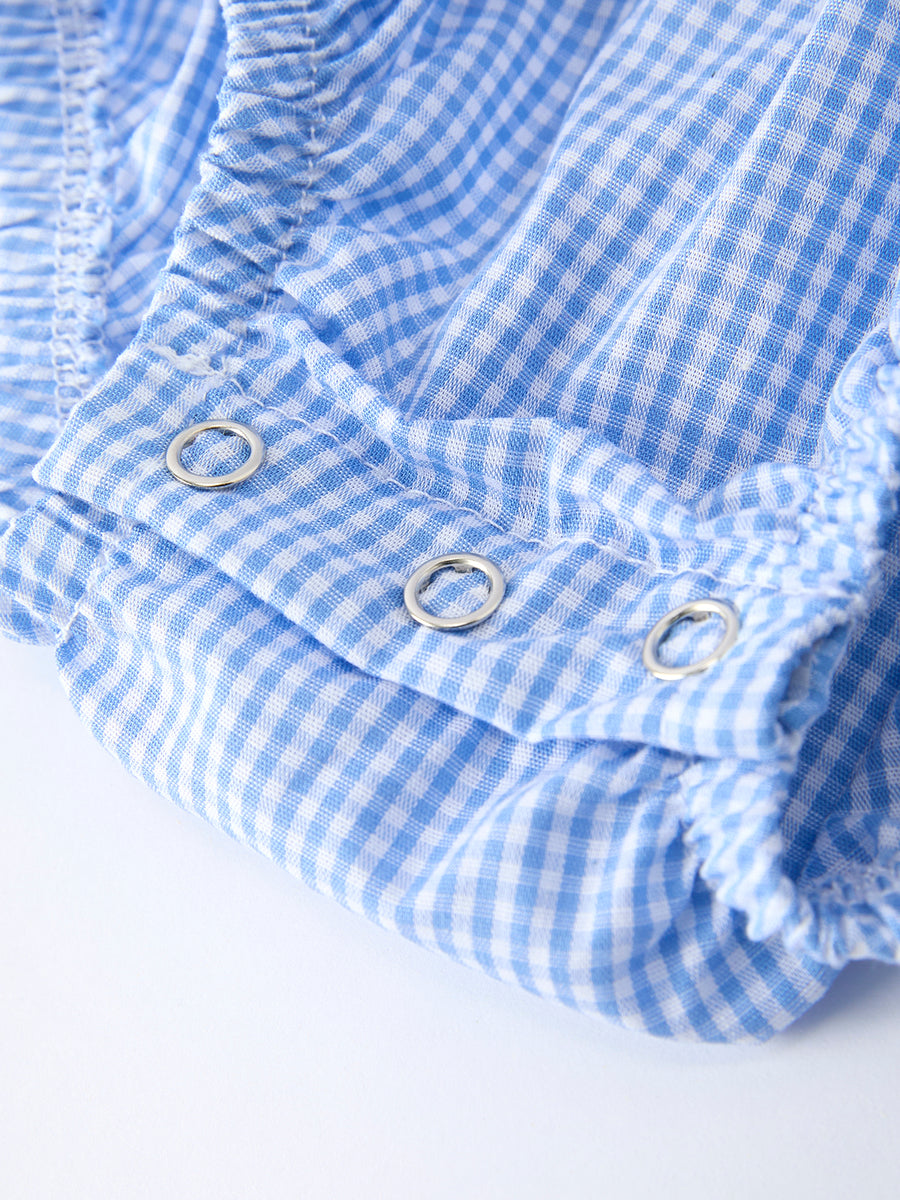 Crab Embroidered Baby Girls Smocked Romper