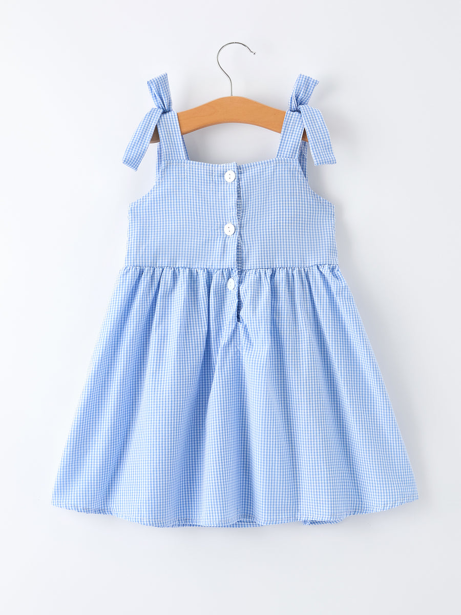 Crab Embroidered  Smocked Girl Dress