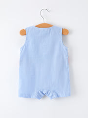 Crab Embroidered Baby Boy Smocked Romper