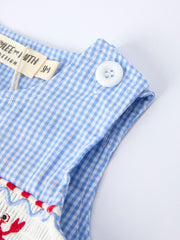 Crab Embroidered Baby Boy Smocked Romper