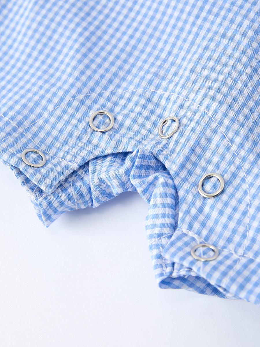 Crab Embroidered Baby Boy Smocked Romper