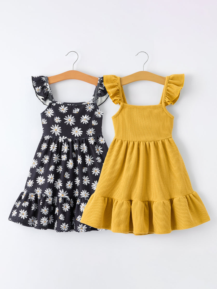 Girls Daisy and Mustard Yellow Dress 2-piece Set