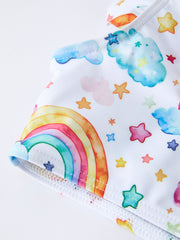 Summer Rainbow Print Ruffle Baby Girl Swim Set