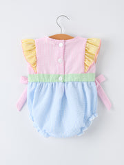 "Jesus Loves Me "Embroidered Baby Girls Romper