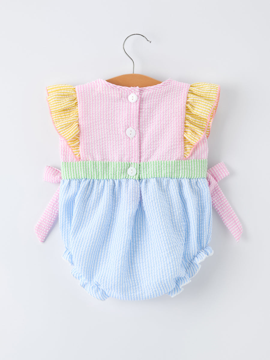 "Jesus Loves Me "Embroidered Baby Girls Romper