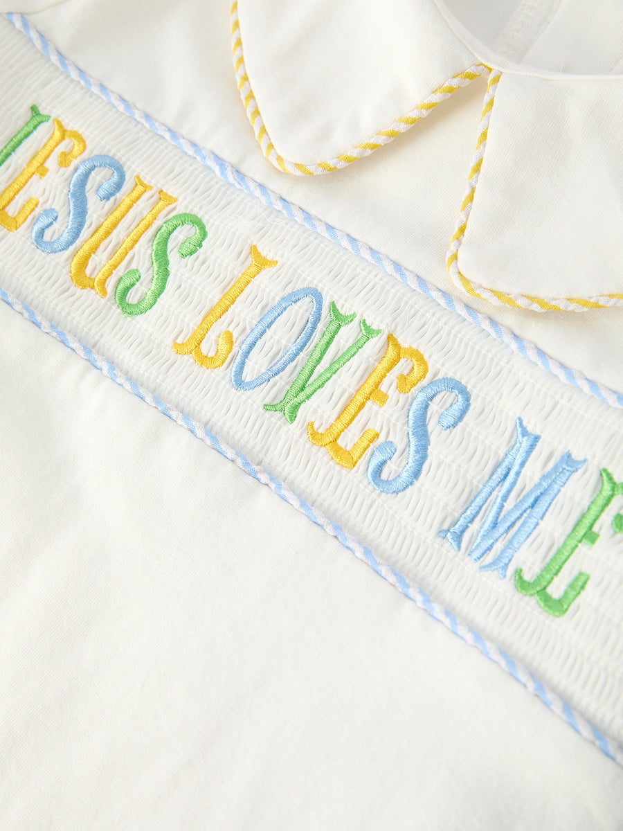"Jesus Loves Me "Embroidered Toddler Boys'Set