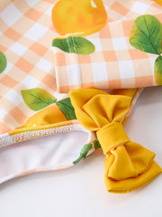 Lemon Print Long Sleeve Girls One Piece Swimsuit