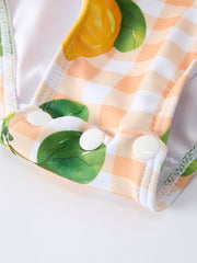 Lemon Print Long Sleeve Girls One Piece Swimsuit