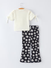 Girls' Spring Daisy Set Ruched Tie Sleeve