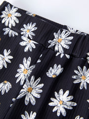 Girls' Spring Daisy Set Ruched Tie Sleeve