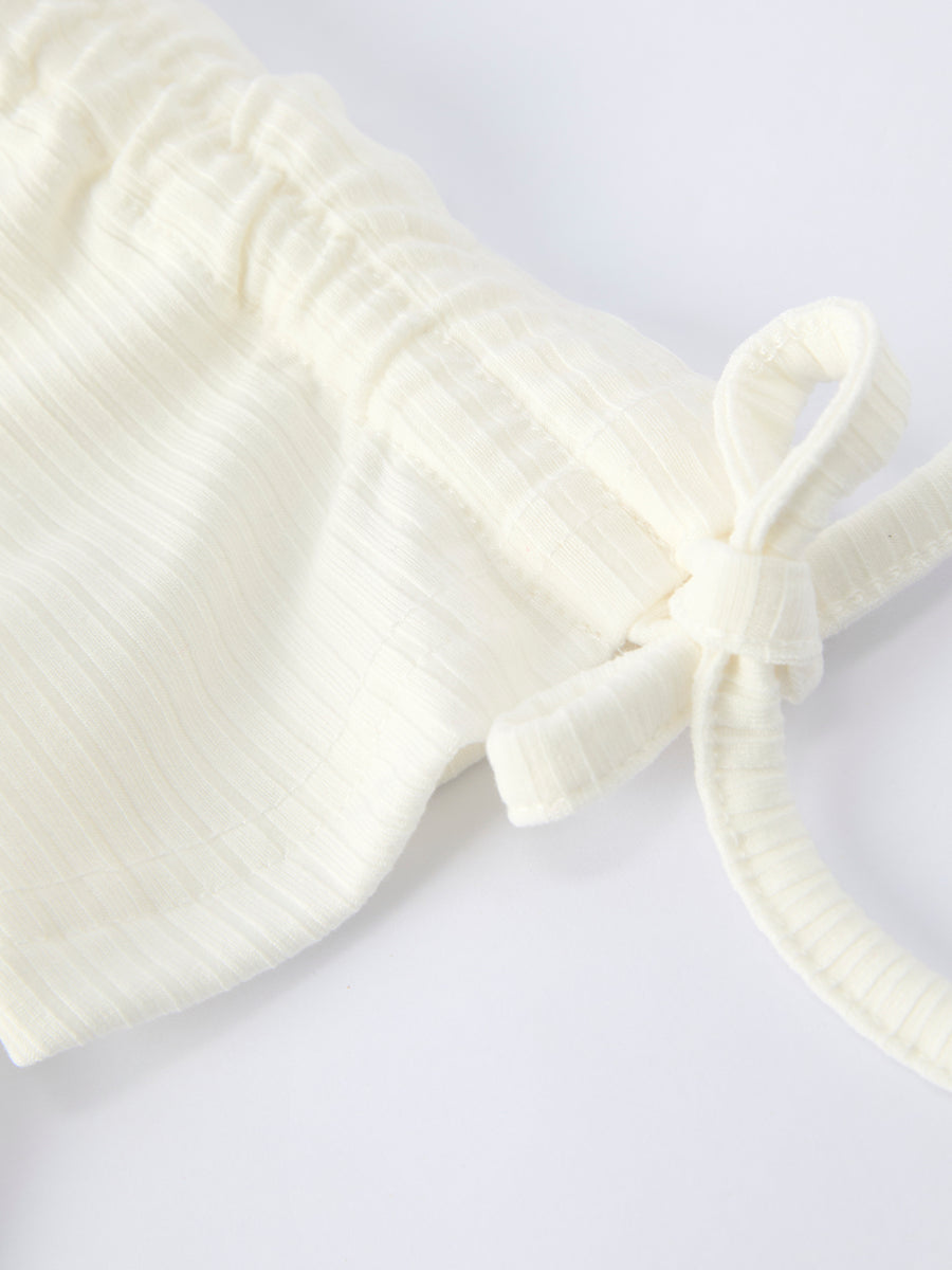 Girls' Spring Daisy Set Ruched Tie Sleeve