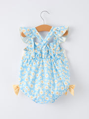 "MAMA'S BESTIE "Daisy Smocked Baby Girl Romper
