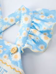 "MAMA'S BESTIE "Daisy Smocked Baby Girl Romper