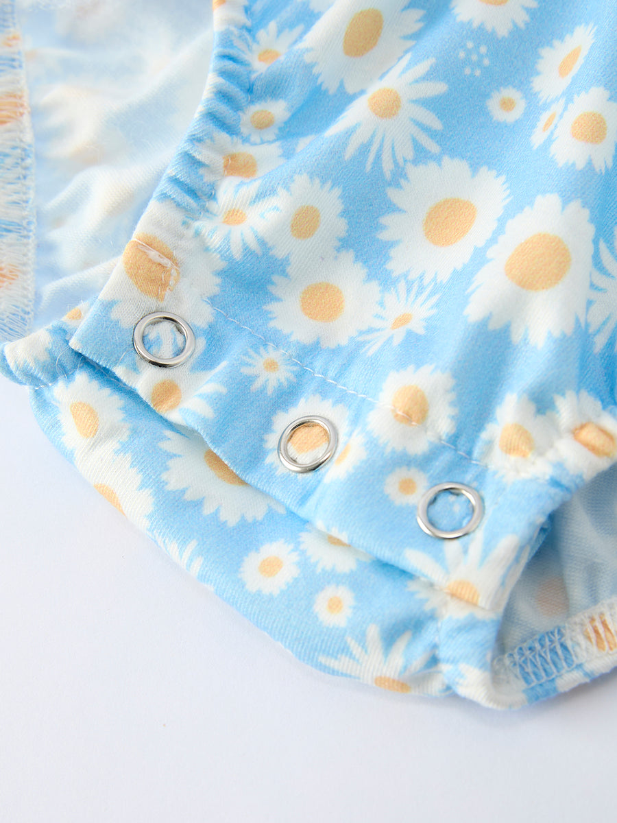 "MAMA'S BESTIE "Daisy Smocked Baby Girl Romper