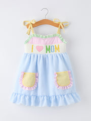 “I ❤ MOM” Smocked Girls Dress