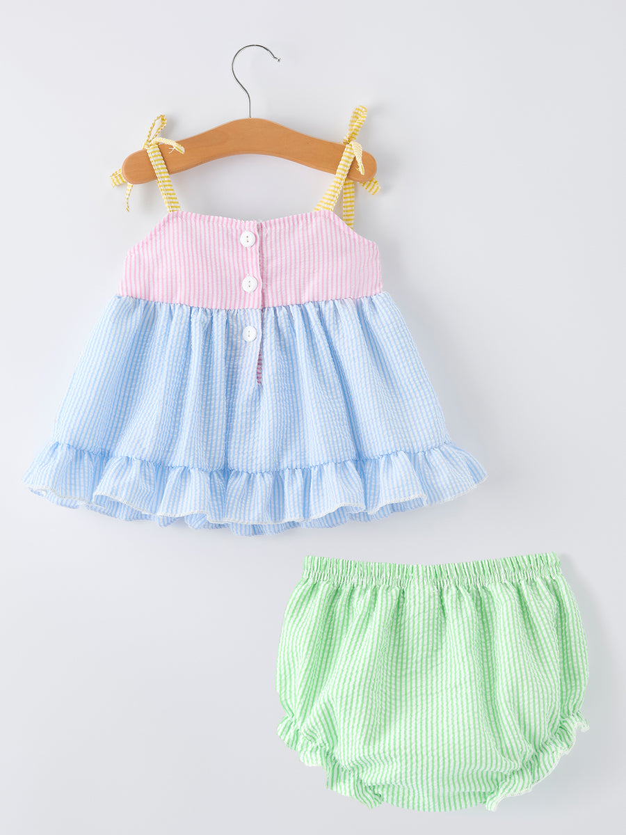 “I ❤ MOM” Smocked Baby Girls Bloomer Set