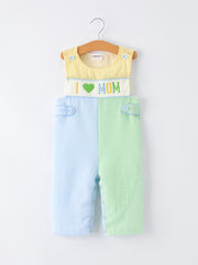 "I ❤ MOM "Embroidered Baby Boy Romper