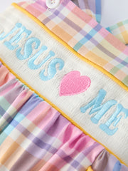"JESUS ❤ ME "Embroidered Baby Girls Romper